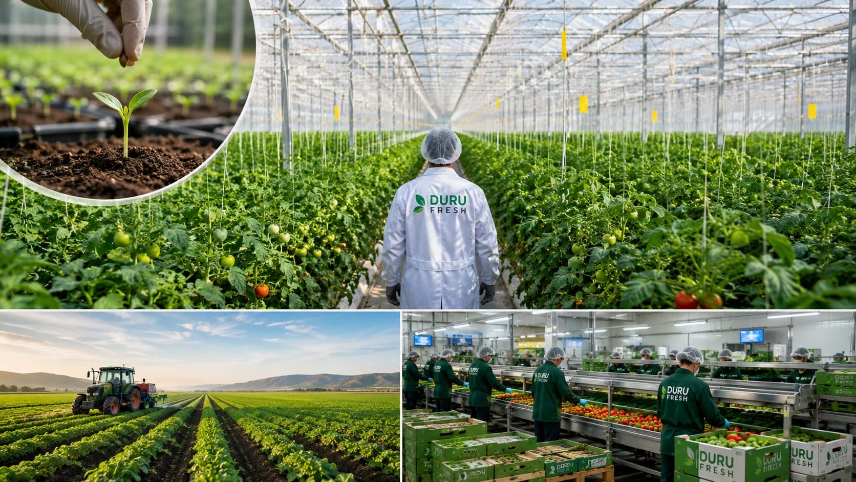 Duru Fresh'e ait, tohumdan hasada yüzde yüz kontrol edilen tarım arazileri
