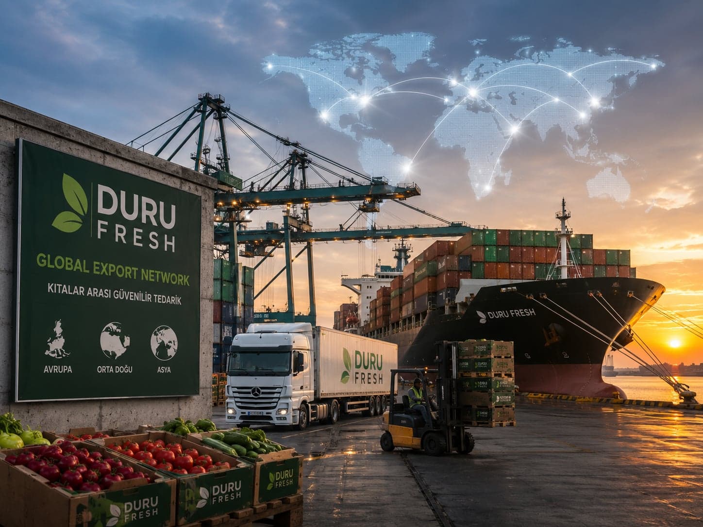 Duru Fresh'in İstanbul merkezli global ihracat filosu ve konteyner lojistiği
