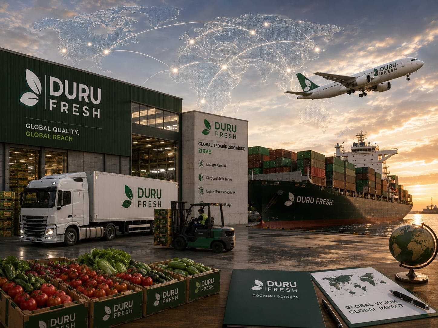 Duru Fresh'in kara, deniz ve hava yolu entegre global lojistik ağı