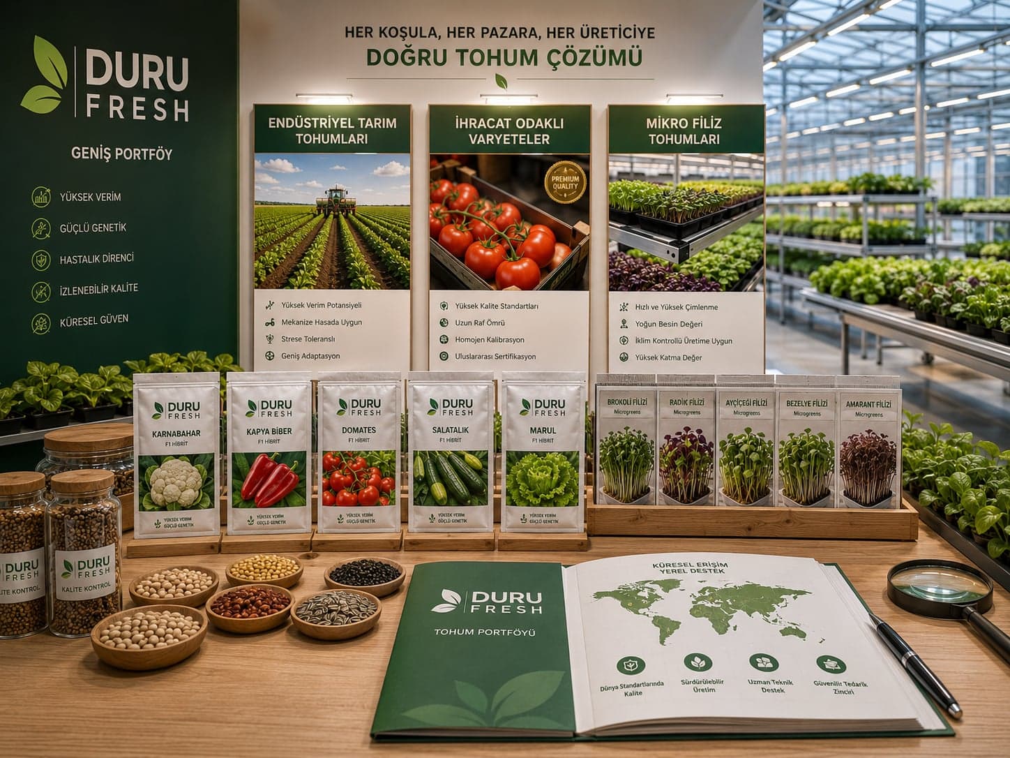 Duru Fresh'in endüstriyel tarım, ihracat odaklı ve mikro filiz tohum çeşitleri portföyü