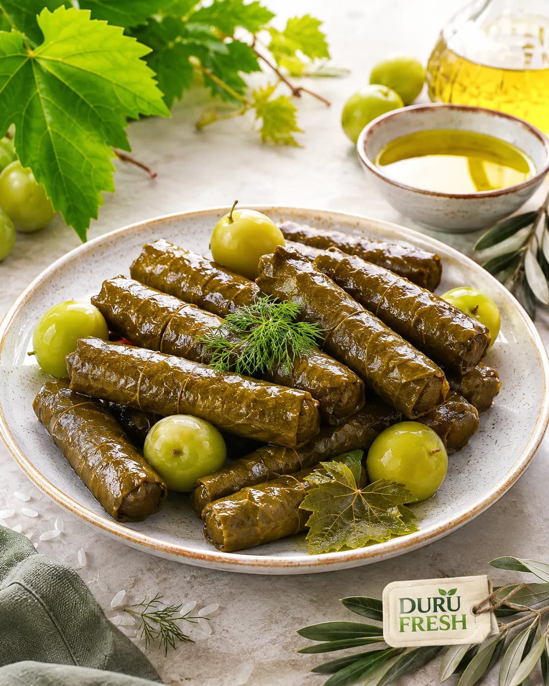 Zeytinyağlı ve Can Erikli Taze Yaprak Sarması